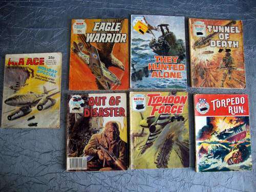 Lot of SEVEN War Comics, Mini Digest inc Air Ace Holiday Special