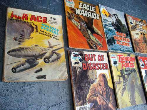Lot of SEVEN War Comics, Mini Digest inc Air Ace Holiday Special