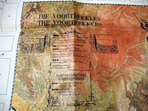 Large old South African Voortrekker route map