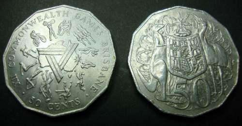 Lot of TWO Australian 50c coins (1 x 1982 Commonwealth & 1 x 1996) - One bit takes BOTH coins.