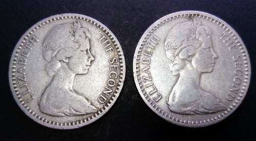 Lot of TWO Rhodesia 25c coins (2 x 1964)