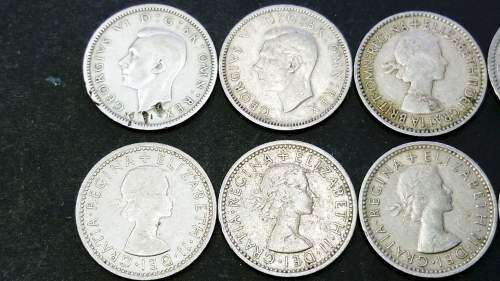 Lot of 8 Great Britain Sixpence coins - 1948, 1950, 1953, 1955, 2 x 1961, 1962 and 1967