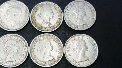 Lot of 8 Great Britain Sixpence coins - 1948, 1950, 1953, 1955, 2 x 1961, 1962 and 1967