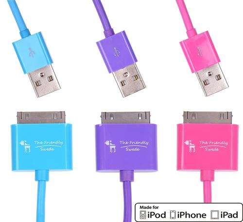 Certified by Apple - Bundle of 3 Premium 1,9m MFi USB Data Sync Cables for Apple iPhone/iPad/iPod