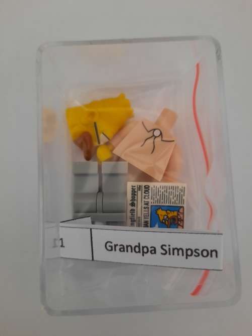 Lego Grandpa Simpson (inc display box and plate)