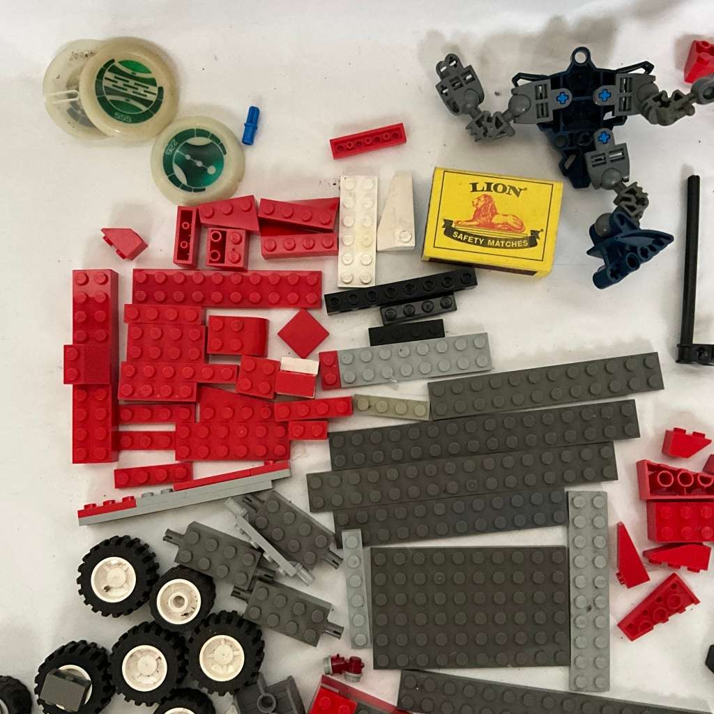Very large odds bag of toys, toy parts, and various Lego pieces and accessories