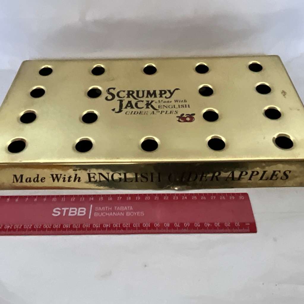 Bar ware Pub Man Cave Brass Drip Tray with Holes To Top Scrumpy Jack