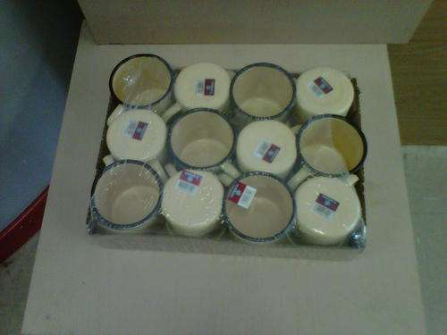 Enamel mugs 8cm minimum 12 pc in green, beige or white enamel mugs - karas