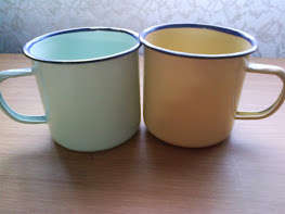 Enamel Mugs 6 cm diameter beige or green minimum 12 pc white enamel mugs - karas