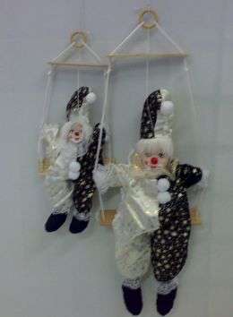 Porcelain Doll Clowns 2 Pc on swing soft body