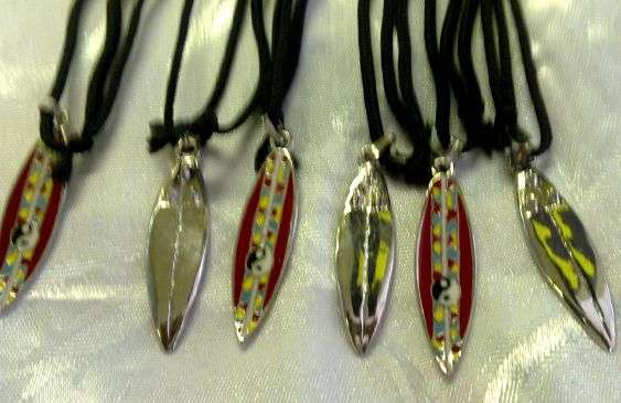 Necklace surfboard red pendant 6 pc