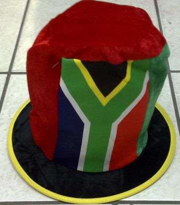 Top hat with South African National flag jester cap for mardi gras party hats or fancy dress