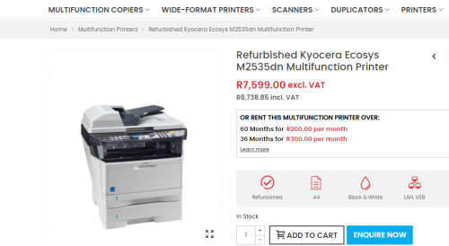 Kyocera Ecosys M2535DN Multi Function Printer Copier