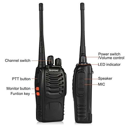 Handheld Walkie Talkie Radio Set (x2) with 16 Channels, 3 - 5 km talking range