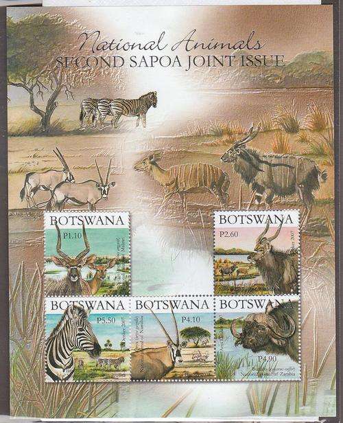 Botswana & Bechaunaland  2007  M/S  National Animals: Second SAPOA Joint ISsue