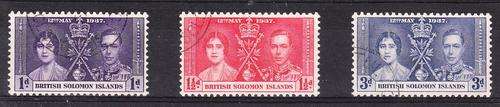 Colonial Britian  1937 British Solomon Islands  (3)  used King George VI coronation