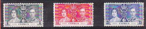 Colonial Britian  1937 Cyprus  (3)  ** King George VI coronation