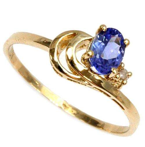Stunning genuine 0.6ct tanzanite and diamond 10k gold ring