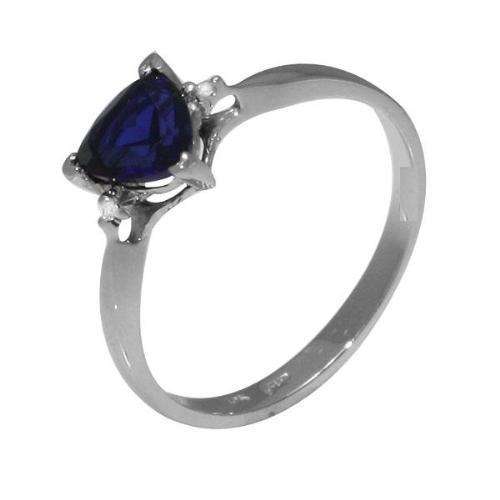 Beautiful solid 10kt white gold and genuine 0.85ct sapphire and diamond ring.