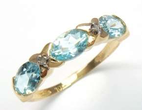 Beautiful solid 10kt gold and genuine blue topaz and diamonds ring.