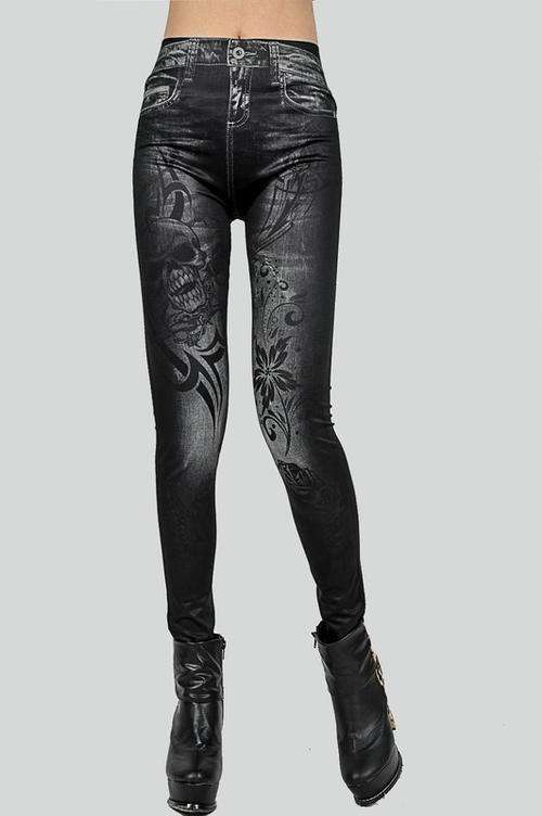 leggings with printed skull design