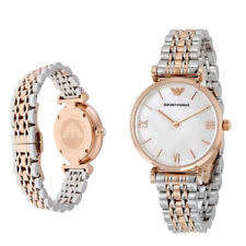 NEW EMPORIO ARMANI CLASSIC LADIES WATCH ROSE GOLD SILVER MOTHER OF PEARL WATCH 100% AUTHENTIC