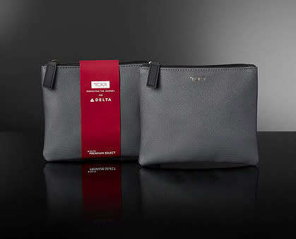 TUMI Amenity Leather Pouches + Sleep Masks + Socks