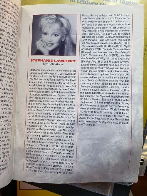 Small Programme for Blood Brothers (Phoenix Theatre, London) with Stephanie Lawrence