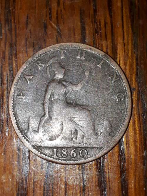 1860 britt farthing as is toothed obverse/ beeded reverse
