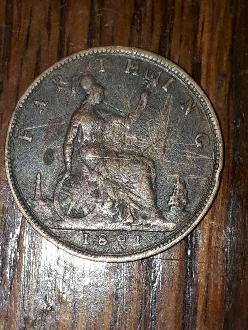 1891 British farthing as is
