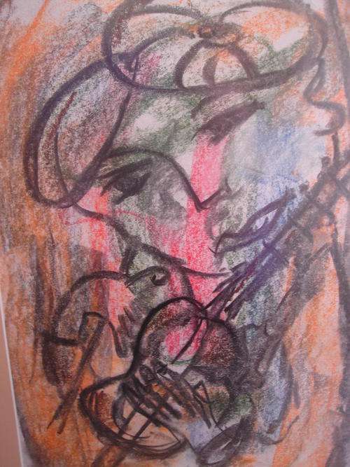 Frans Claerhout, authenticated, man met kitaar, mixed media A3 Certificate included