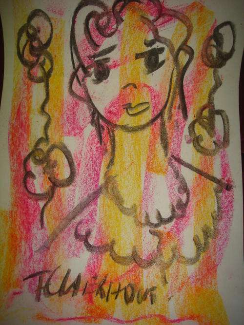 Authenticated , late entry, Frans Claerhout, Vrou gekleur met pastel, geteken met charcoal