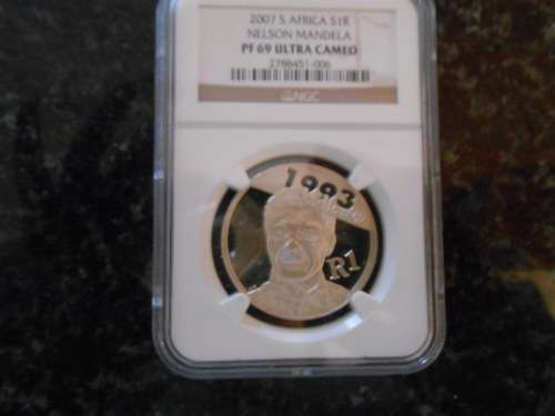 2007 South Africa Silver R1 Nelson Mandela - Nobel Peace Prize Graded NGC PF 69 Ultra Cameo