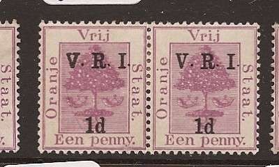 ****ORANGE FREE STATE 1902  V.R.I. OVPT PAIR OF 1d ON EEN PENNY SG 113+12 MOG !!!!***SUPERB ITEM!!!!