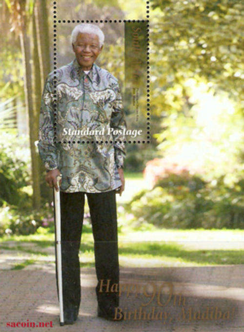 Mandela 90th Birthday local stamp (Standard Postage) Madiba Miniature Sheet. # brand new #