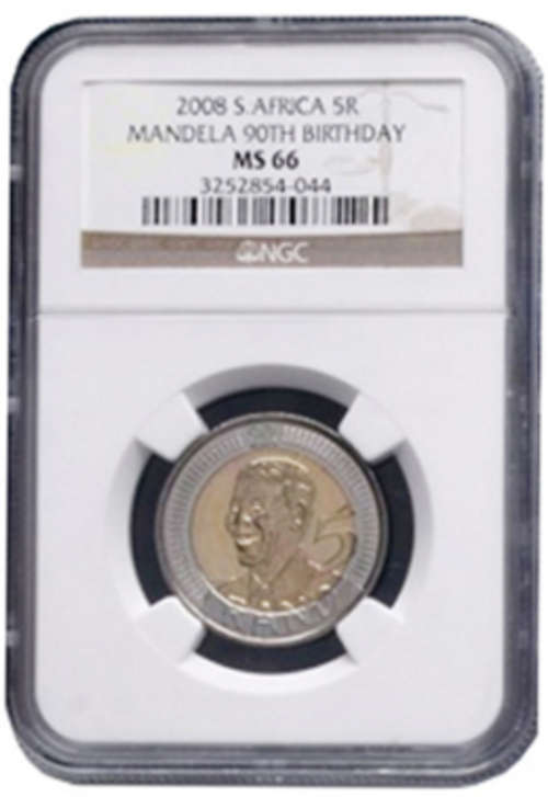 5xMS65 @@ Mandela 90th R5 2008 NGC !!  @ A BARGAIN !