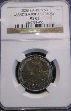 5xMS65 @@ Mandela 90th R5 2008 NGC !!  @ A BARGAIN !