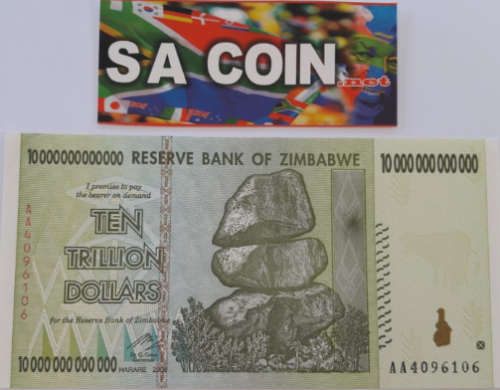 -10 trillion Zimbabwe Dollars -  "A Great Hobby; Collect Rare Notes and Coins"