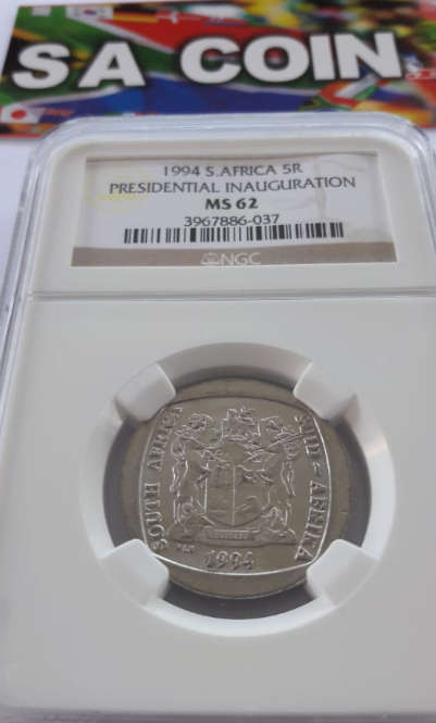 Mandela - MS62 - year 1994 - R5 - NGC Grade -  "A Great Hobby; Collect Rare Notes and Coins"