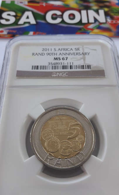 Mandela - MS67 - year 2011 - R5 - "NGC" Grade -  "A Great Hobby; Collect Rare Notes and Coins"