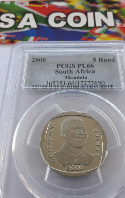 Mandela - PL66 - year 2000 - R5 - PCGS Grade -  "A Great Hobby; Collect Rare Notes and Coins"