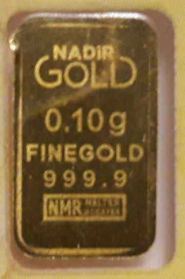 WOW !!! First on BOB !!  Pure 999.9 gold bar in a "cashgold note"  - 0.10g -