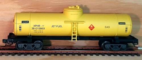 SAR Frateschi jet fuel tanker fully asembled with Kadee couplers