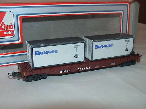 HO Gauge Lima SAR Wagon with Safmarine Containers new in box