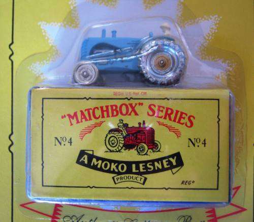 MINT AND BOXED "MATCHBOX ORIGINALS" NO 4 FARM TRACTOR IN SCARCE LIGHT BLUE. NOT DINKY.