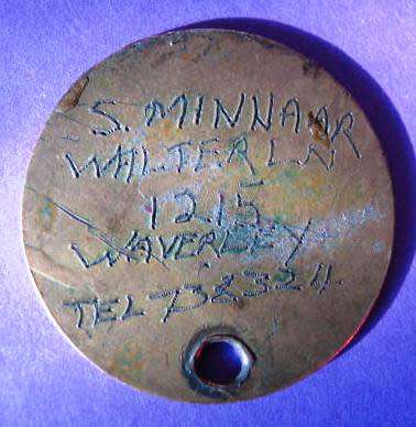 VINTAGE BRASS SPCA DOG LICENCE NO. 9473 FROM WAVERLEY, PRETORIA. GREAT DETAIL. POSTAGE R35.