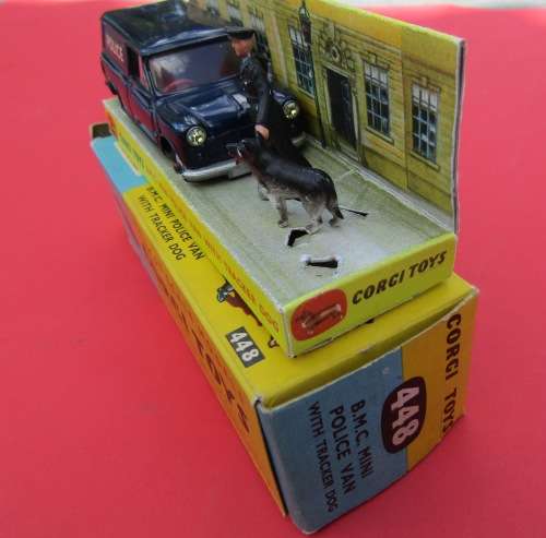 NEAR MINT BOXED CORGI TOYS NO 448 `BMC MINI POLICE VAN` BY CORGI TOYS FROM GREAT BRITAIN. NOT DINKY.
