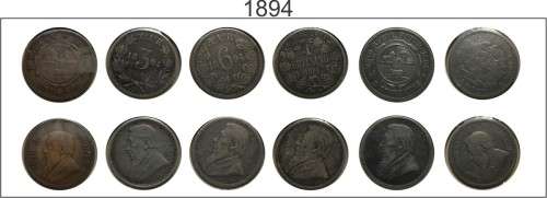 ZAR 1894 Complete Coin Set 1D 3P 6P 1S 2S 2.5S