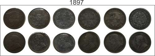 ZAR 1897 Complete Coin Set 1D (1898) 3P 6P 1S 2S 2.5S