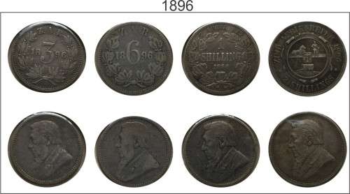 ZAR 1896 Coin Set 3P 6P 1S 2S
